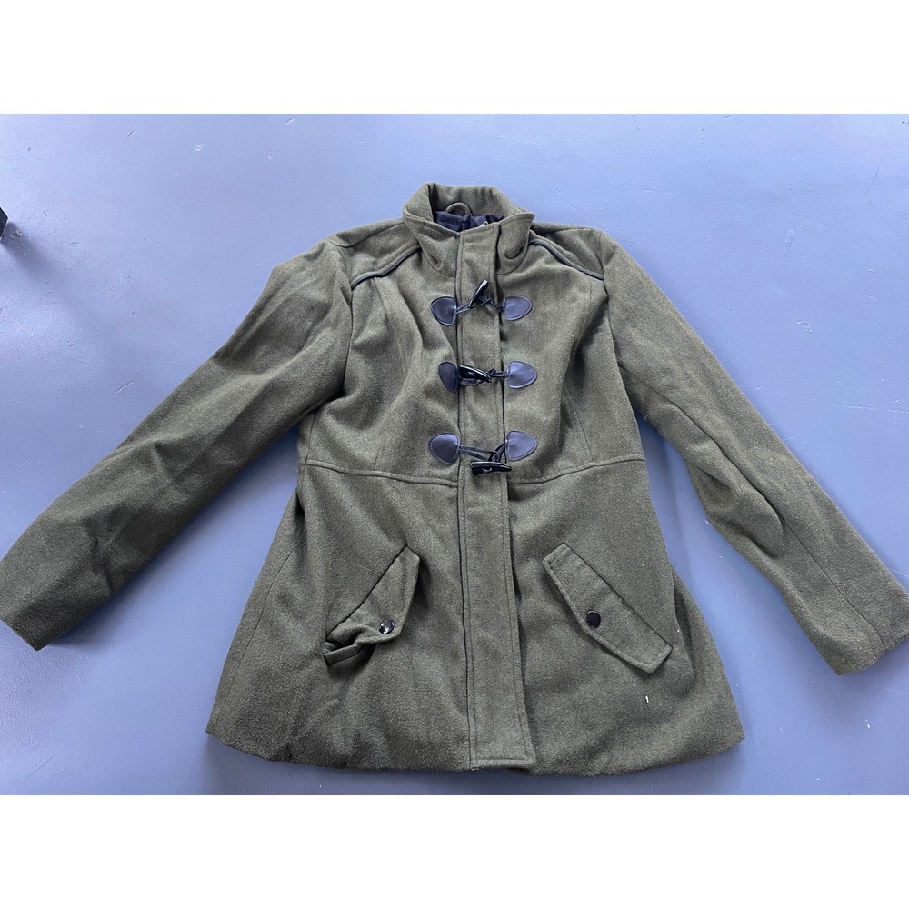 Rampage Womens Olive Green Toggle Front Funnel Neck Coat Jacket 990468 Size M